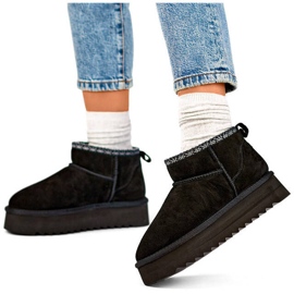 Botas femininas de couro em camurça para neve, pretas YU9001B preto 1