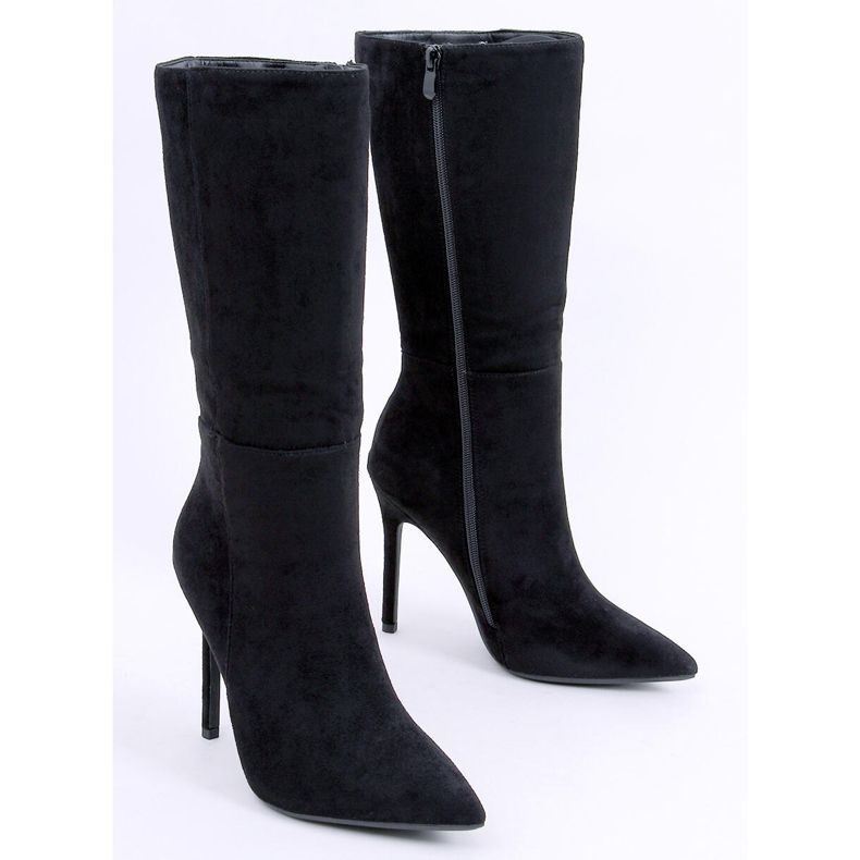 Botas clássicas de salto alto de camurça Marissa Black preto 1