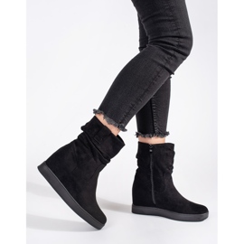 Botins femininos de camurça preta com cunha oculta preto 1