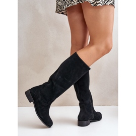 Lewski Shoes Botas femininas de camurça de cano médio com zíper esquerdo 3616 pretas preto 1