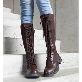 Botas marrons com cano elástico da Veradi marrom 1