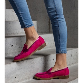 Mocassins de veludo rosa com detalhes brilhantes da Leonolena 1