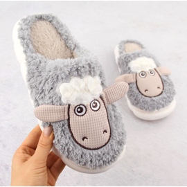 Chinelos de pele Filippo com ovelha DK6683 PAW577A cinza 1