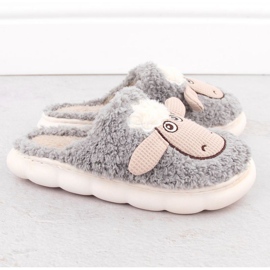 Chinelos de pele Filippo com ovelha DK6683 PAW577A cinza 2