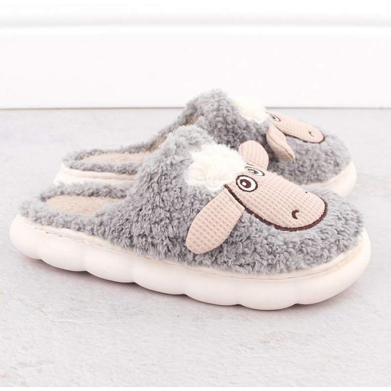 Chinelos de pele Filippo com ovelha DK6683 PAW577A cinza 2 Chinelos de pele Filippo com ovelha DK6683 PAW577A cinza 2
