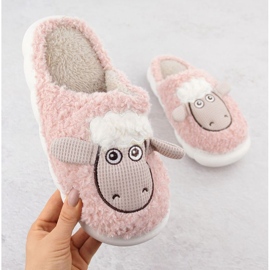 Chinelos de pele Filippo com ovelha W DK6683 PAW577B rosa 1