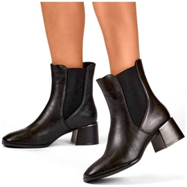 Botins femininos de salto alto, pretos, 9611B 1