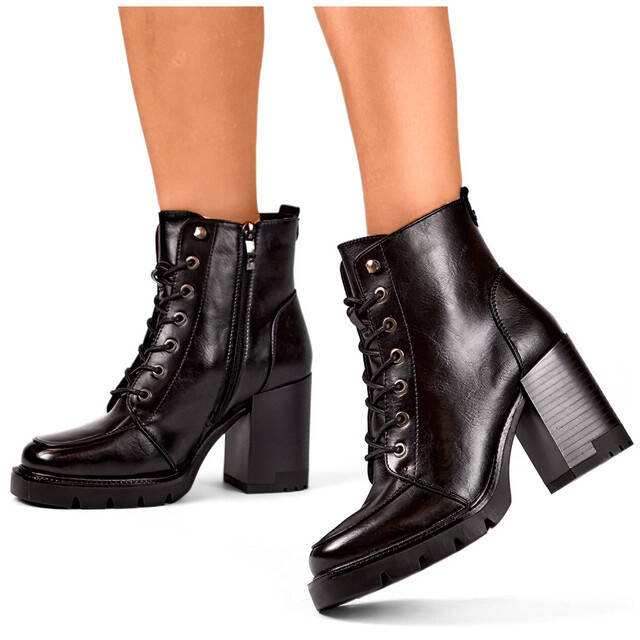 Botins femininos de salto alto com isolamento preto 24-12493B 1
