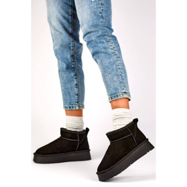 Botas femininas de couro em camurça para neve, pretas XF-159B preto 2