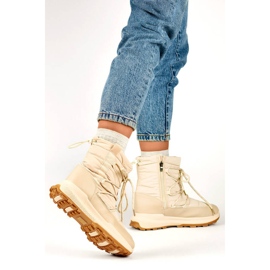 Botas femininas de neve com plataforma, bege 24-16321BE 2