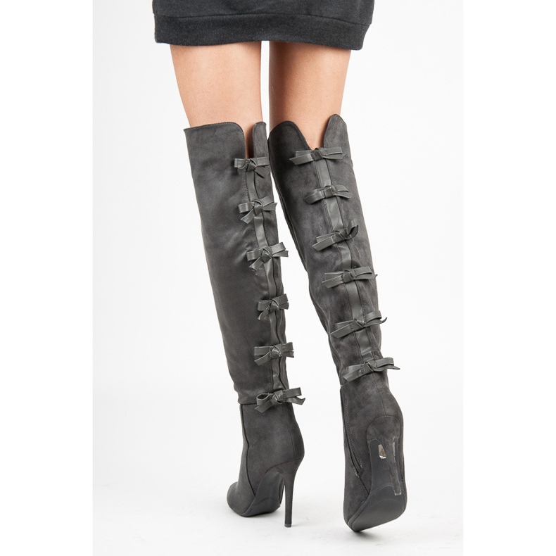 Vices Botas acima do joelho com laços cinza 2 Vices Botas acima do joelho com laços cinza 2
