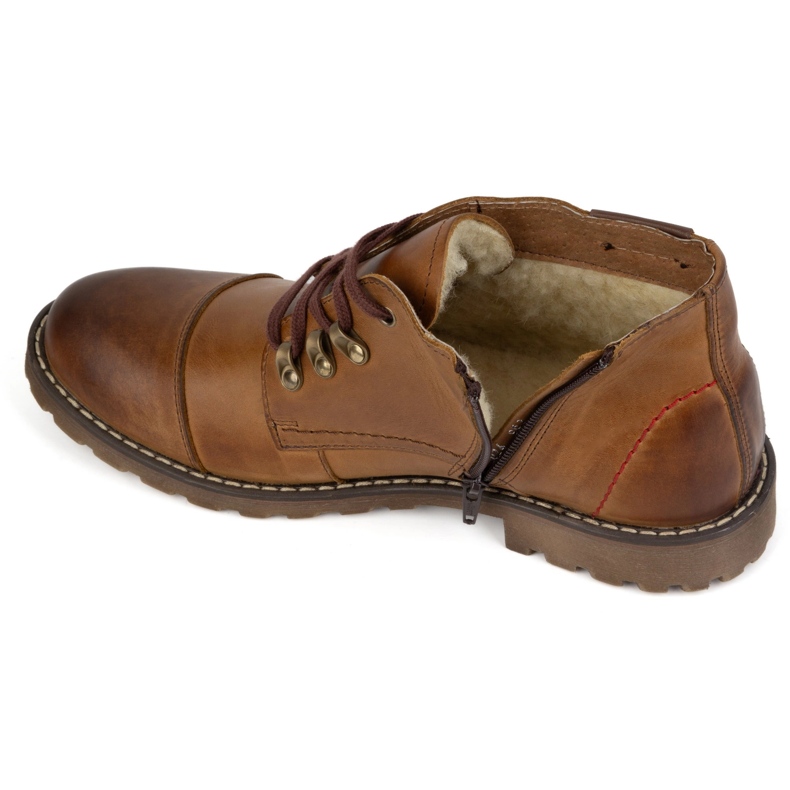 Olivier Botas curtas masculinas de couro de inverno, 963MP, vermelhas bege 1