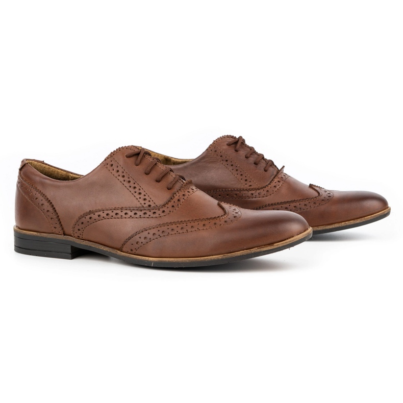 Olivier Sapato formal de couro Brogues 306GT marrom castanho 5