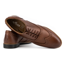 Olivier Sapato formal de couro Brogues 306GT marrom 2