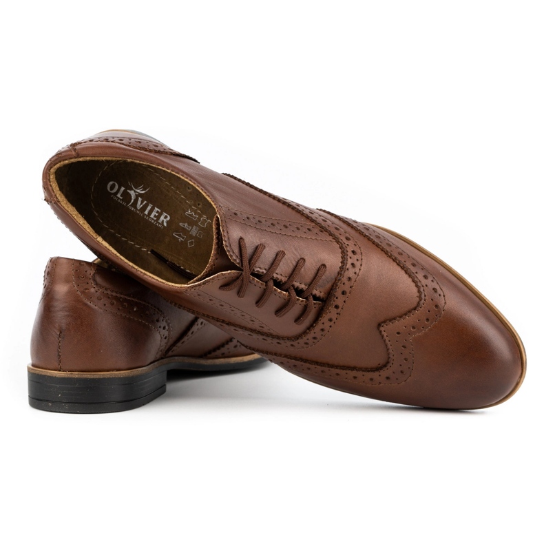 Olivier Sapato formal de couro Brogues 306GT marrom castanho 2