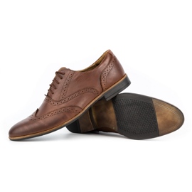 Olivier Sapato formal de couro Brogues 306GT marrom castanho 1