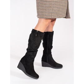 Botas femininas de camurça preta preto 1