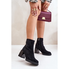 S.Barski Botas femininas isoladas de salto alto com decoração D&amp;A MR880-130 pretas preto 2