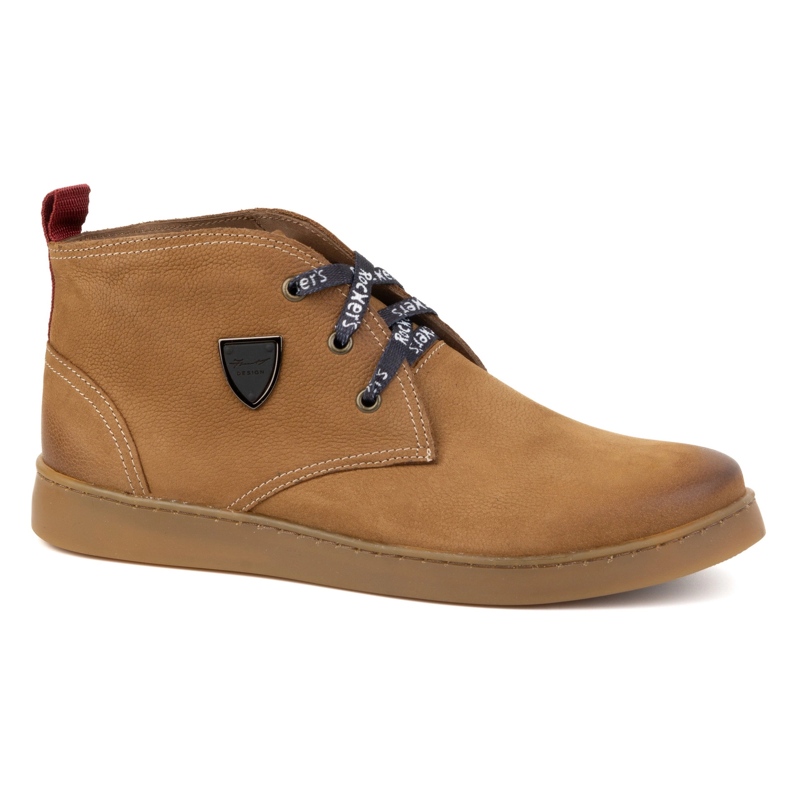 Sapatos masculinos de couro Chukka KAMPOL 110/410 castanho claro bege 1