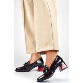 Sapatos femininos elegantes de couro envernizado com salto alto, pretos GD-FL477-B 2