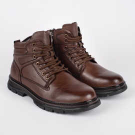 Botins castanhos com atacadores para homem marrom 1