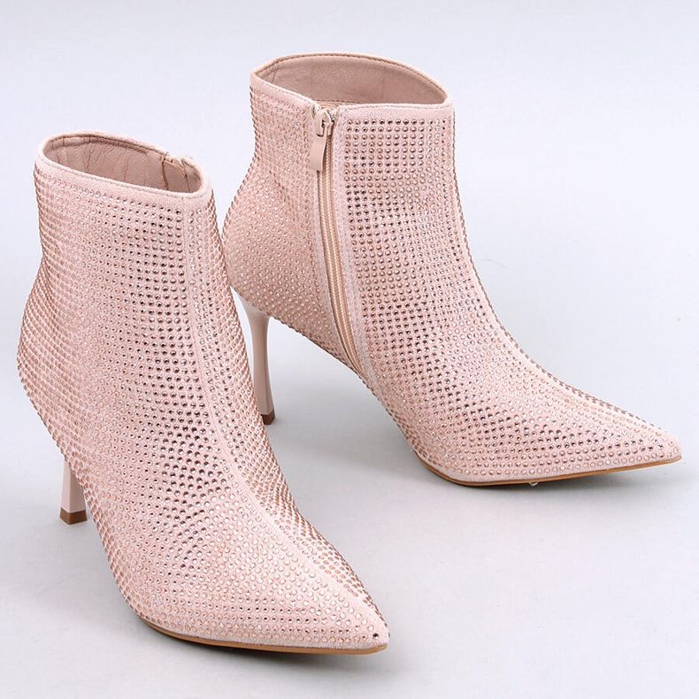 Botins de salto alto com cristais Demish Champagne rosa 1