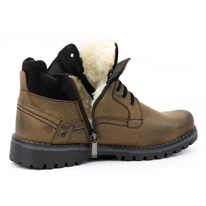 KOMODO Botas de inverno de homem em pele 885 azeitona verde 5