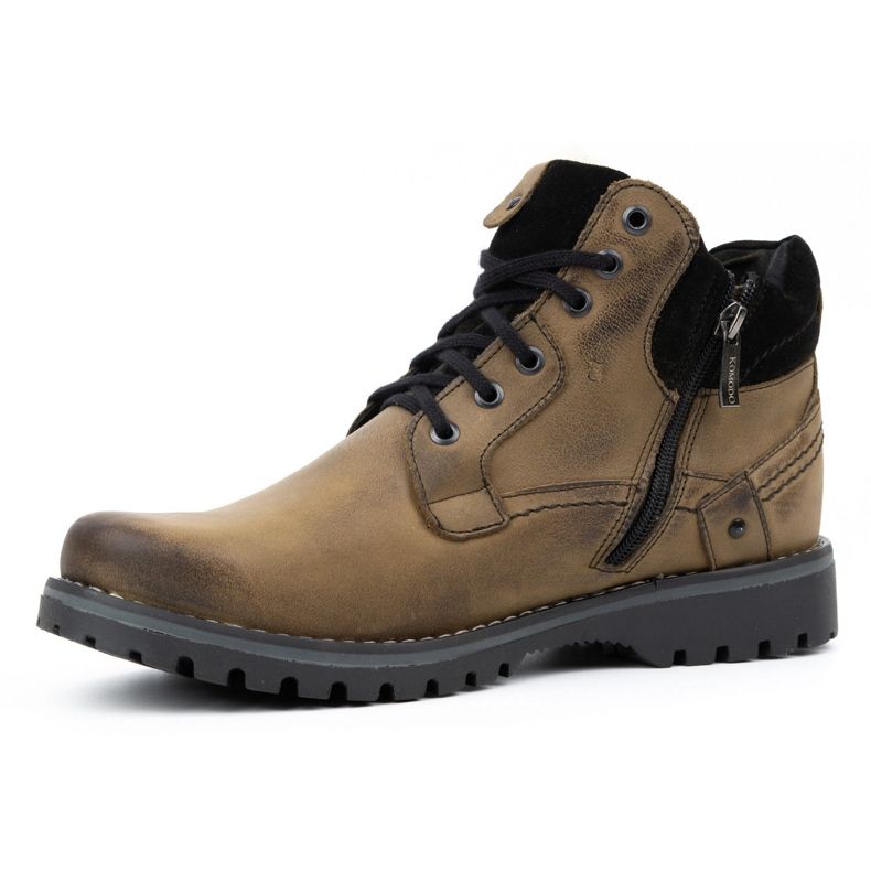 KOMODO Botas de inverno de homem em pele 885 azeitona verde 1