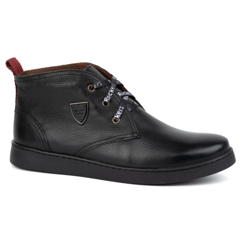 Botas masculinas Chukka de couro, isoladas KAMPOL 110/5, pretas preto 1