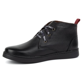 Botas masculinas Chukka de couro, isoladas KAMPOL 110/5, pretas preto 2