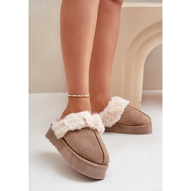 Botas femininas de neve com sola grossa e pele, bege escuro Doriola 2