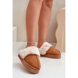 Botas femininas de neve com sola grossa e pele de camelo Doriola marrom 2