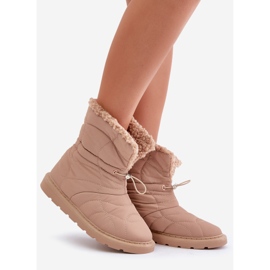 Botas femininas de neve com cordão isolado com pele de carneiro bege Vamidra 1 Botas femininas de neve com cordão isolado com pele de carneiro bege Vamidra 1