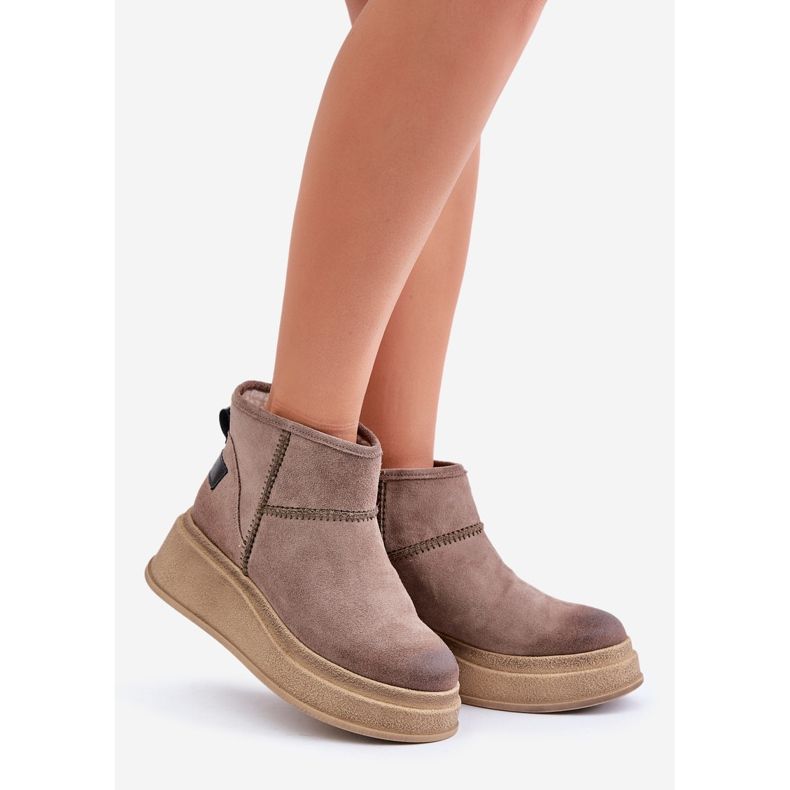 Botas de neve em camurça de couro com plataforma e cunha Maciejka 06769-02 Marrom escuro 1