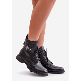 Botas rasas de couro com decoração quente Maciejka N3115-01 pretas preto 1