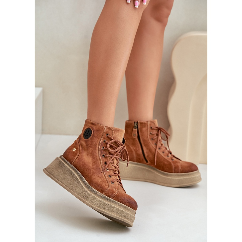 Botins de camurça com plataforma maciça Maciejka 06309-29 Marrom 2
