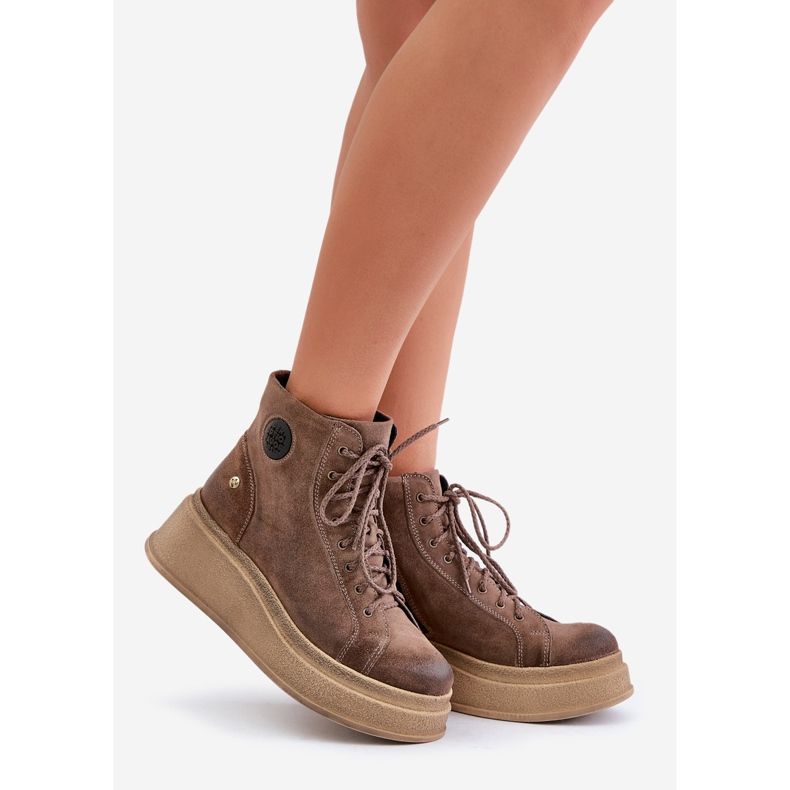 Botins de camurça com plataforma maciça Maciejka 06309-02 Marrom escuro castanho 1 Botins de camurça com plataforma maciça Maciejka 06309-02 Marrom escuro castanho 1