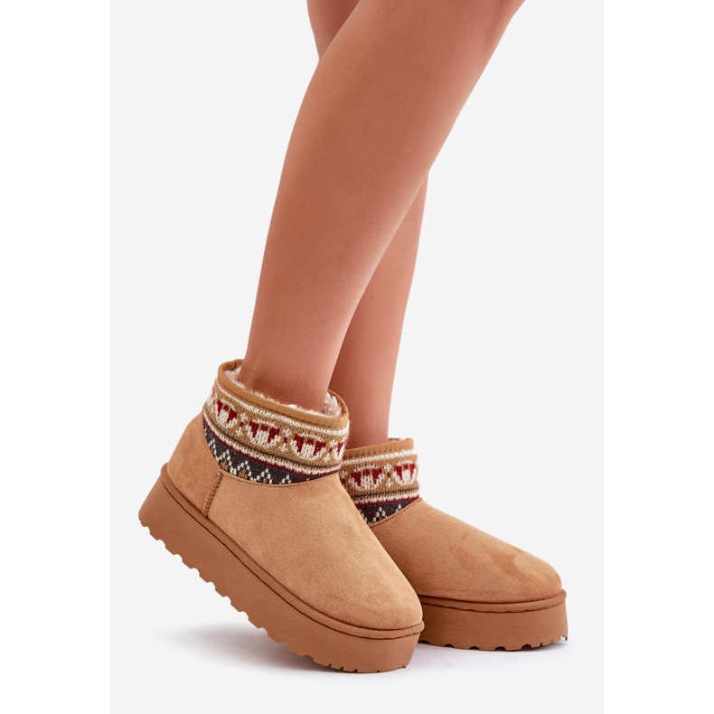 Botas femininas de neve com estampa na plataforma Camel Avatharia marrom 1