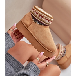 Botas femininas de neve com estampa na plataforma Camel Avatharia marrom 2