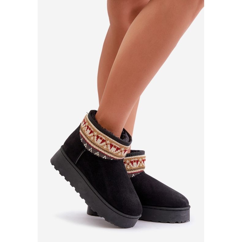 Botas de neve femininas com estampa em plataforma preta Avatharia preto 1 Botas de neve femininas com estampa em plataforma preta Avatharia preto 1