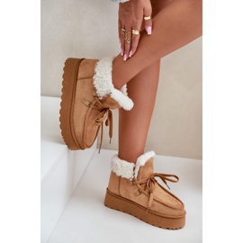 Botas femininas de neve com plataforma e pele, Branek Camel Ciabellae marrom 1