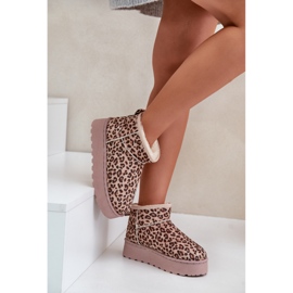 Botas femininas de neve com estampa de leopardo na plataforma, isoladas com pele, marrom Xamella castanho 2