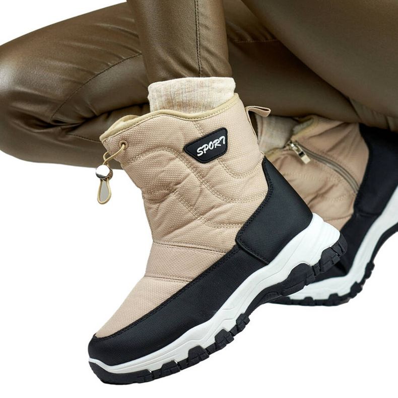 Botas de neve femininas com punho, bege 9159-4BE 1 Botas de neve femininas com punho, bege 9159-4BE 1