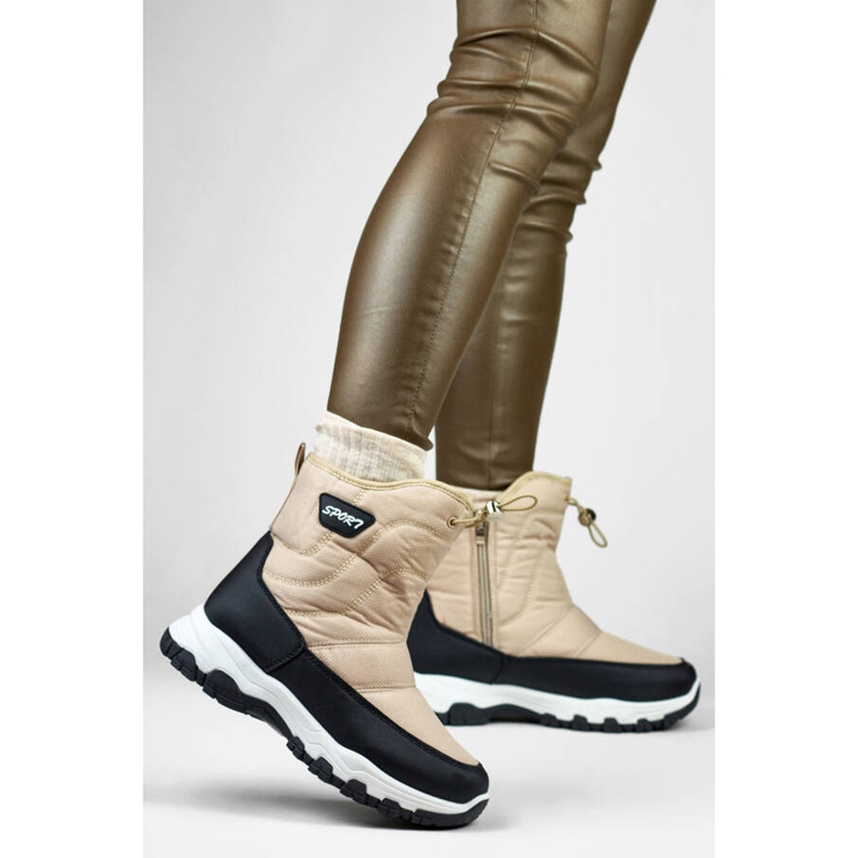 Botas de neve femininas com punho, bege 9159-4BE 2