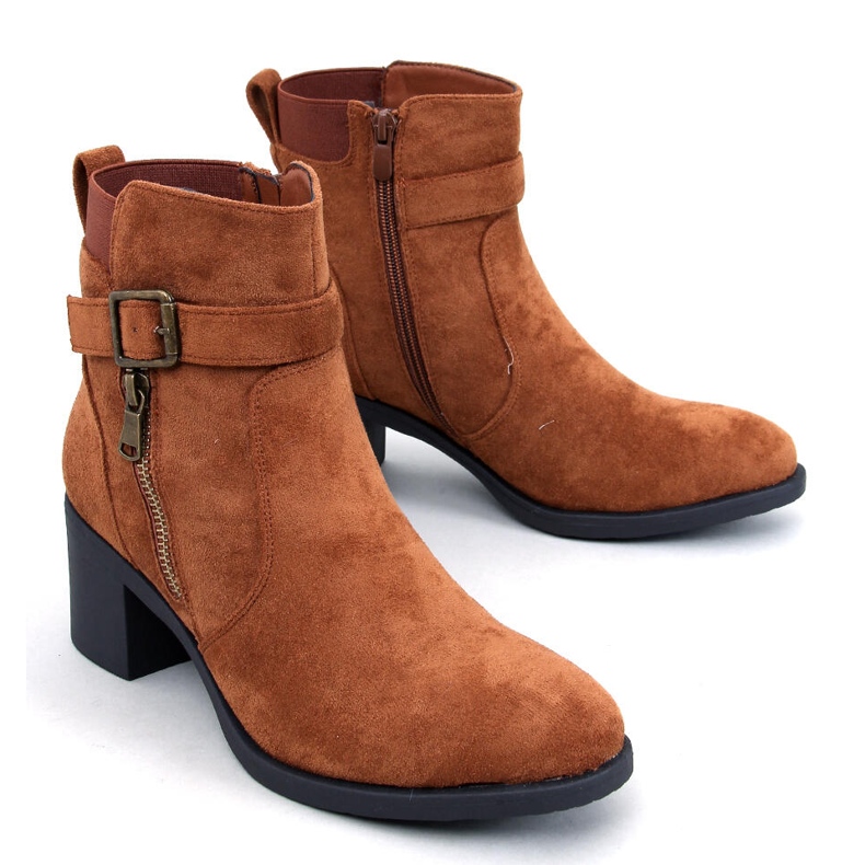 Botins clássicos de salto alto Irving Camel marrom 1