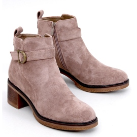 Botins Duncans Khaki com salto baixo bege 1