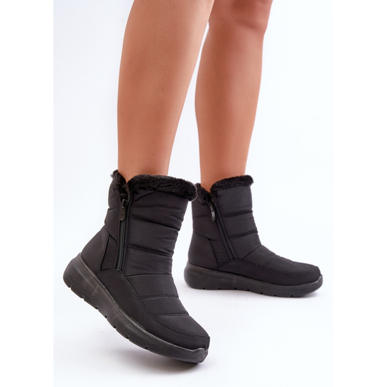 Botas de neve femininas pretas Dritane com zíper e pele preto 2
