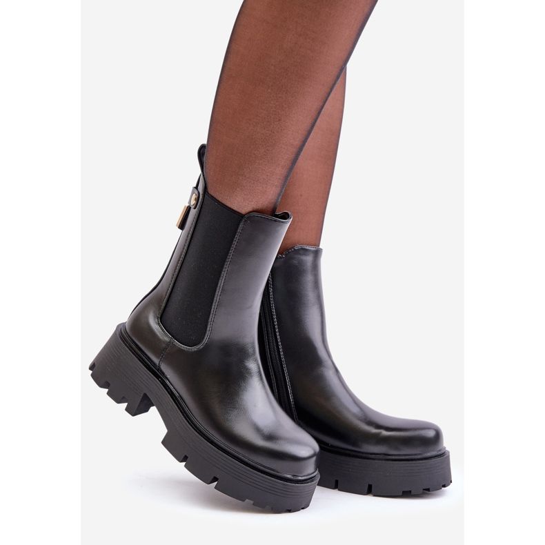 Botas Chelsea com zíper, Eco Leather Black Ninnet preto 1