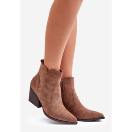 Botas de cowboy isoladas em camurça ecológica com zíper, marrom Virtris 1