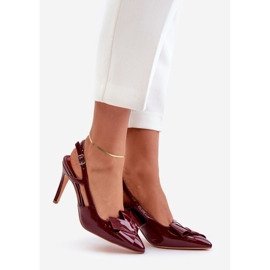 Stilettos envernizados com salto aberto, Borgonha Auroravia vermelho 1 Stilettos envernizados com salto aberto, Borgonha Auroravia vermelho 1